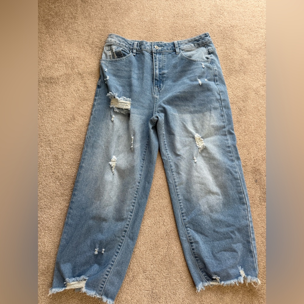 Distressed Blue Jeans